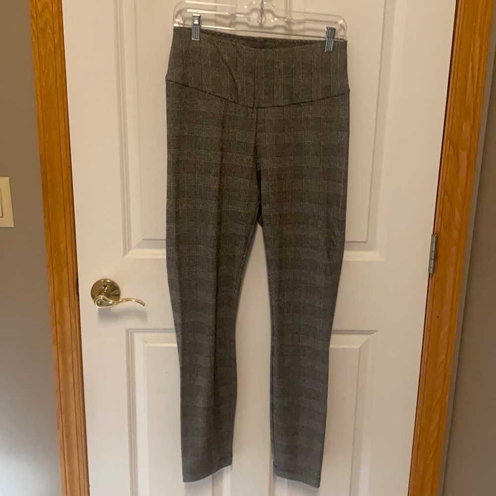 CAbi High Waisted Plaid Leggings -Small